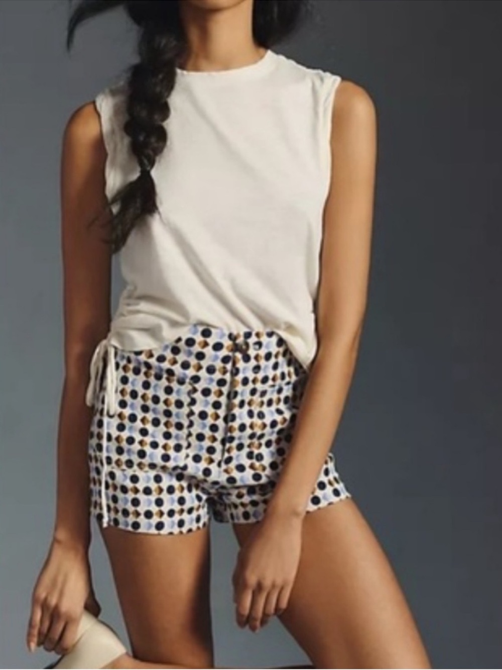 Anthropologie Maeve The Colette Shorts Blue Geometric Print High Waist Size 26